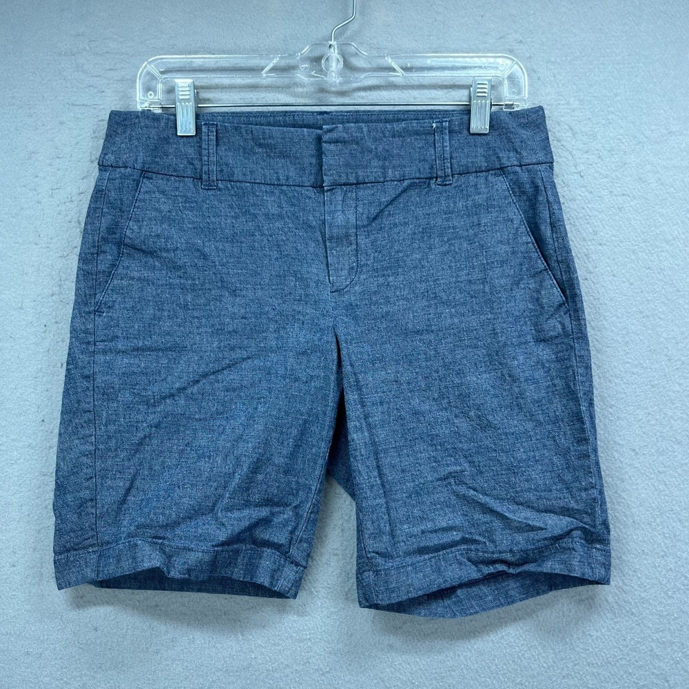 J.Crew Chino Shorts Women‎ 6 Blue Chambray Casual Stretch Preppy Summer